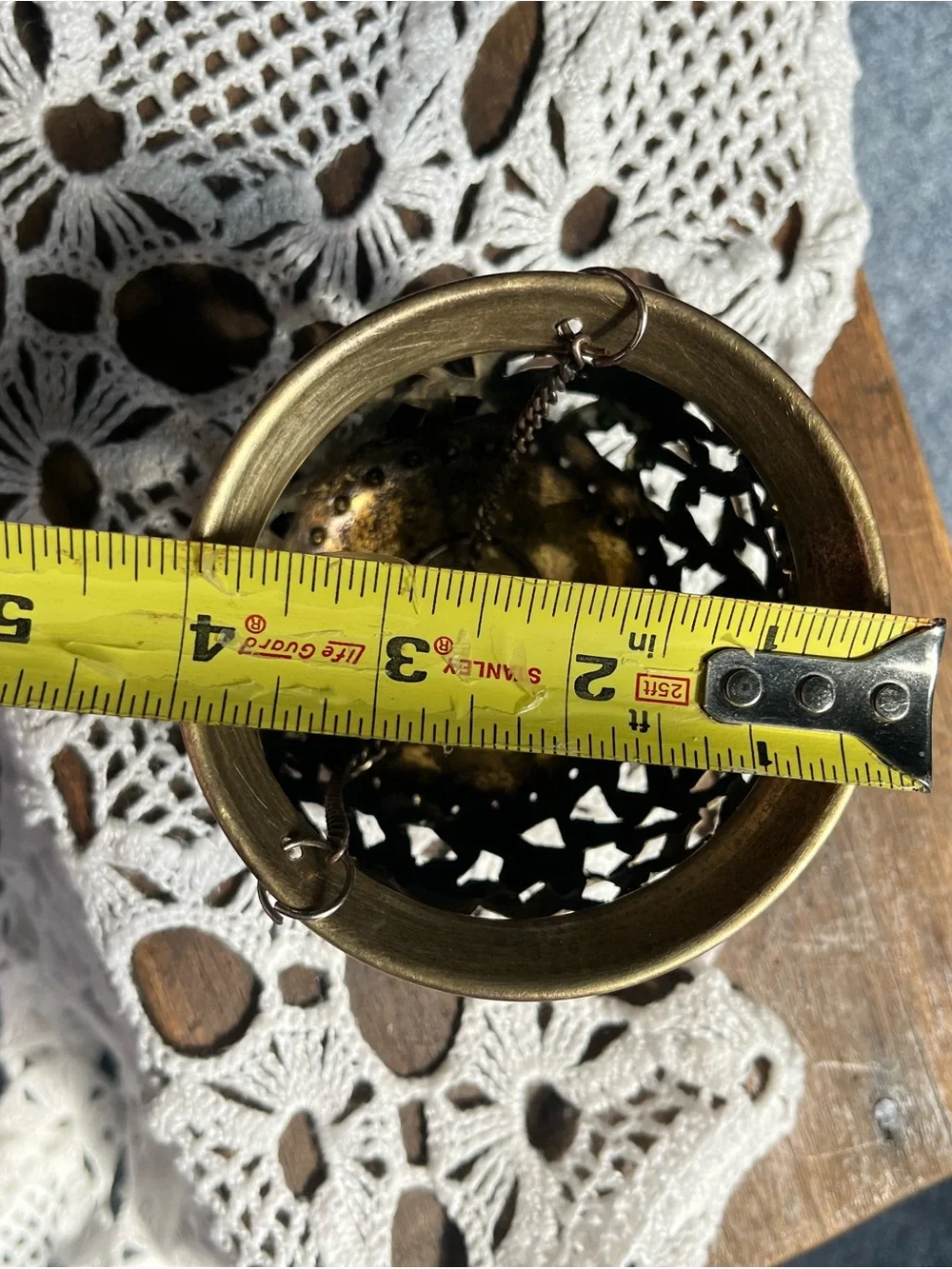 Hanging Decorative Metal Lantern / incense burner- Antique brass